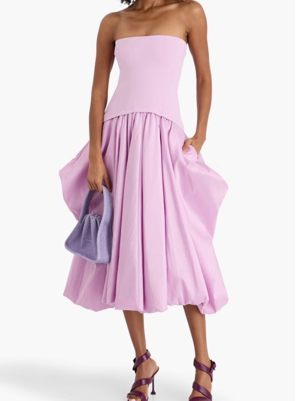 SIMKHAI Izzy strapless stretch-knit and taffeta midi dress XS NWT - Picture 3 of 7
